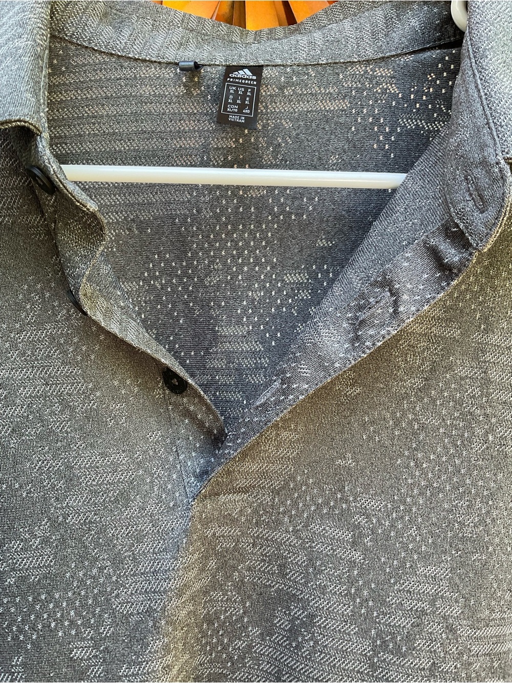 adidas Gray Short-Sleeve Polo with Subtle Geo Texture mens size XL - Picture 4 of 6